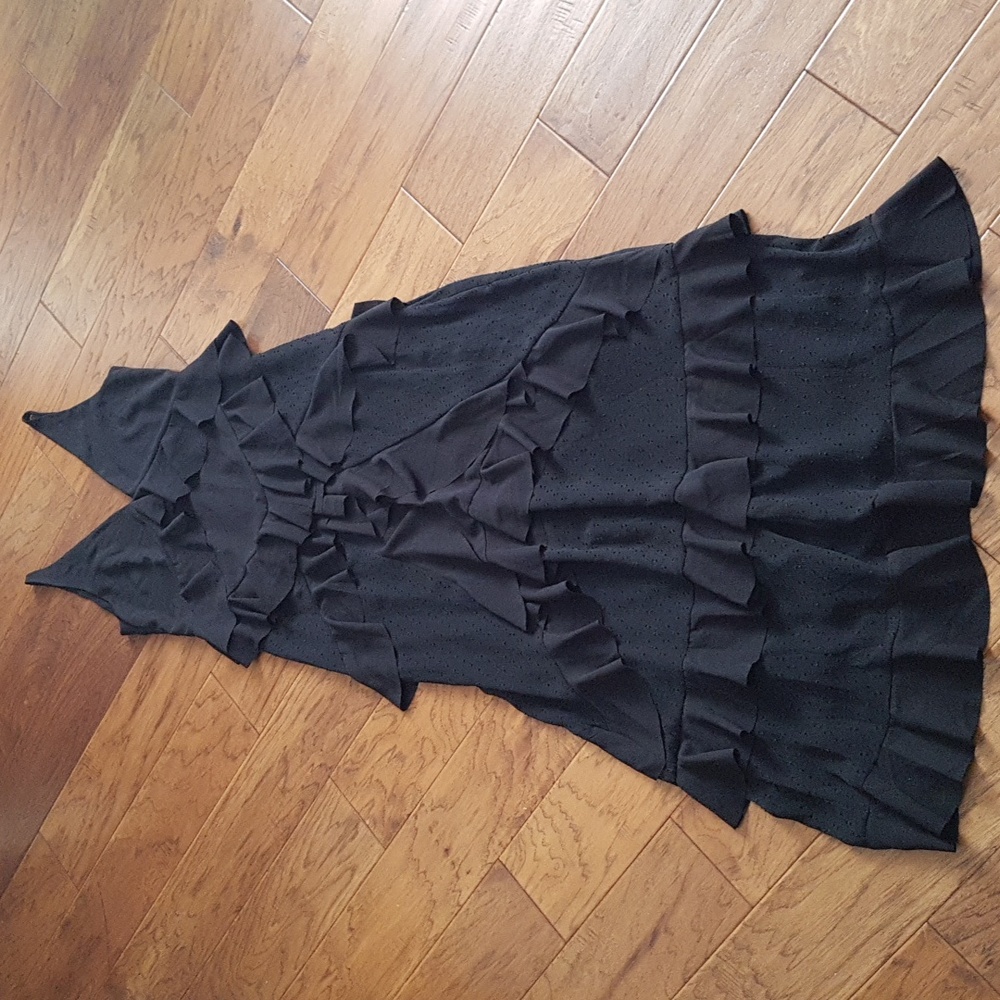 H&M Gold Label Maxi Long V-Neck Black Formal Dress Size 8